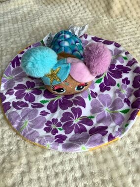 Basic Fun Cutetitos Islanditos Plush Mermaid Toy Pom Pom Ears Aqua Pink w Wrap